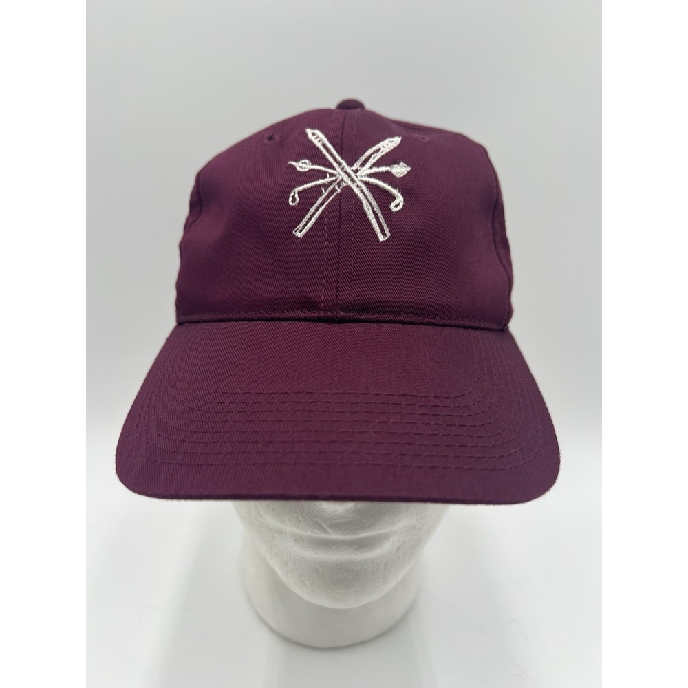 Vintage Maroon Snapback Hat White Embroidered Crossed Arrows Cap OSFA